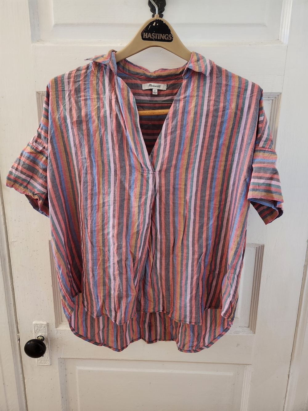 Madewell Multicolor Striped Short Sleeve Blouse